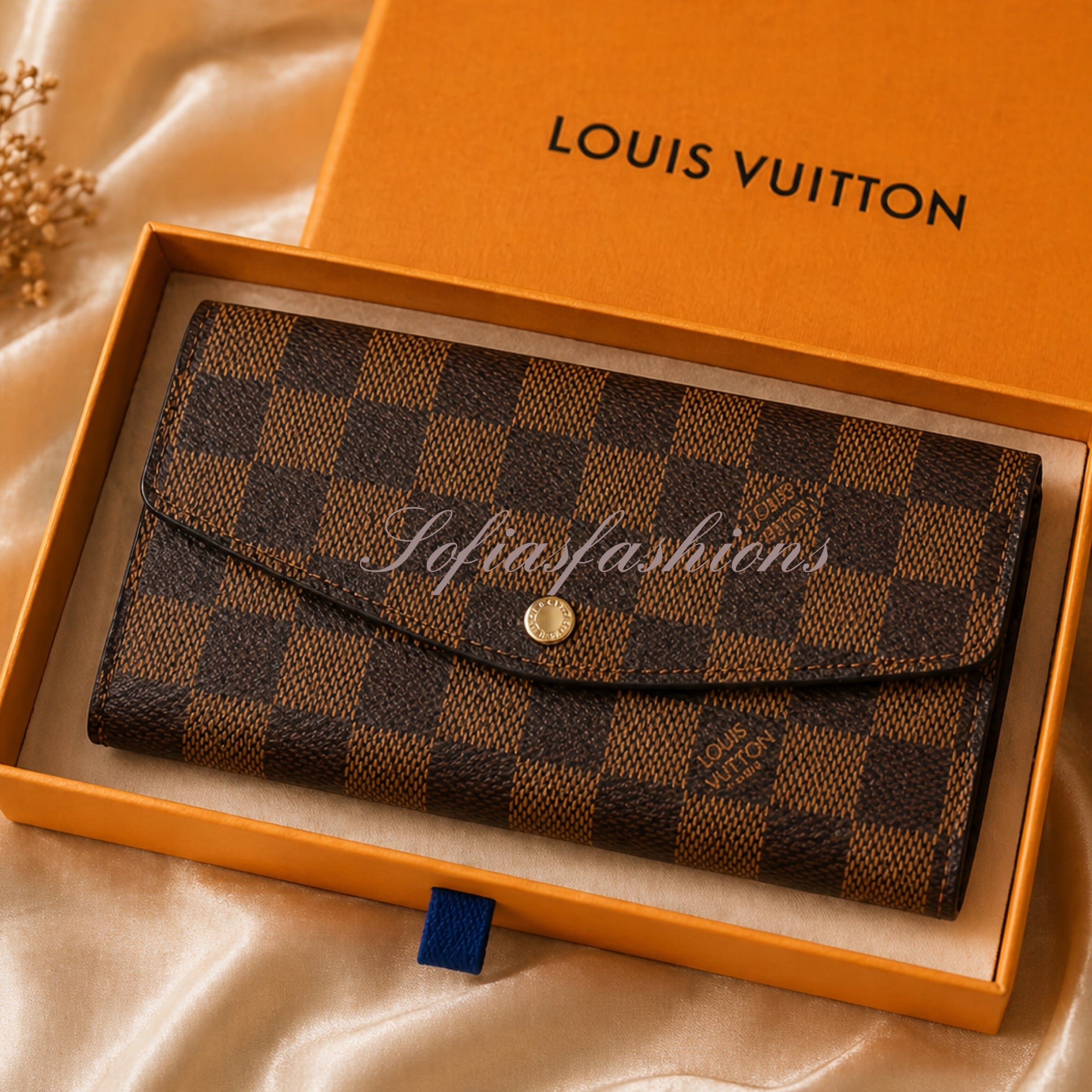 Brown Checkered Wallet