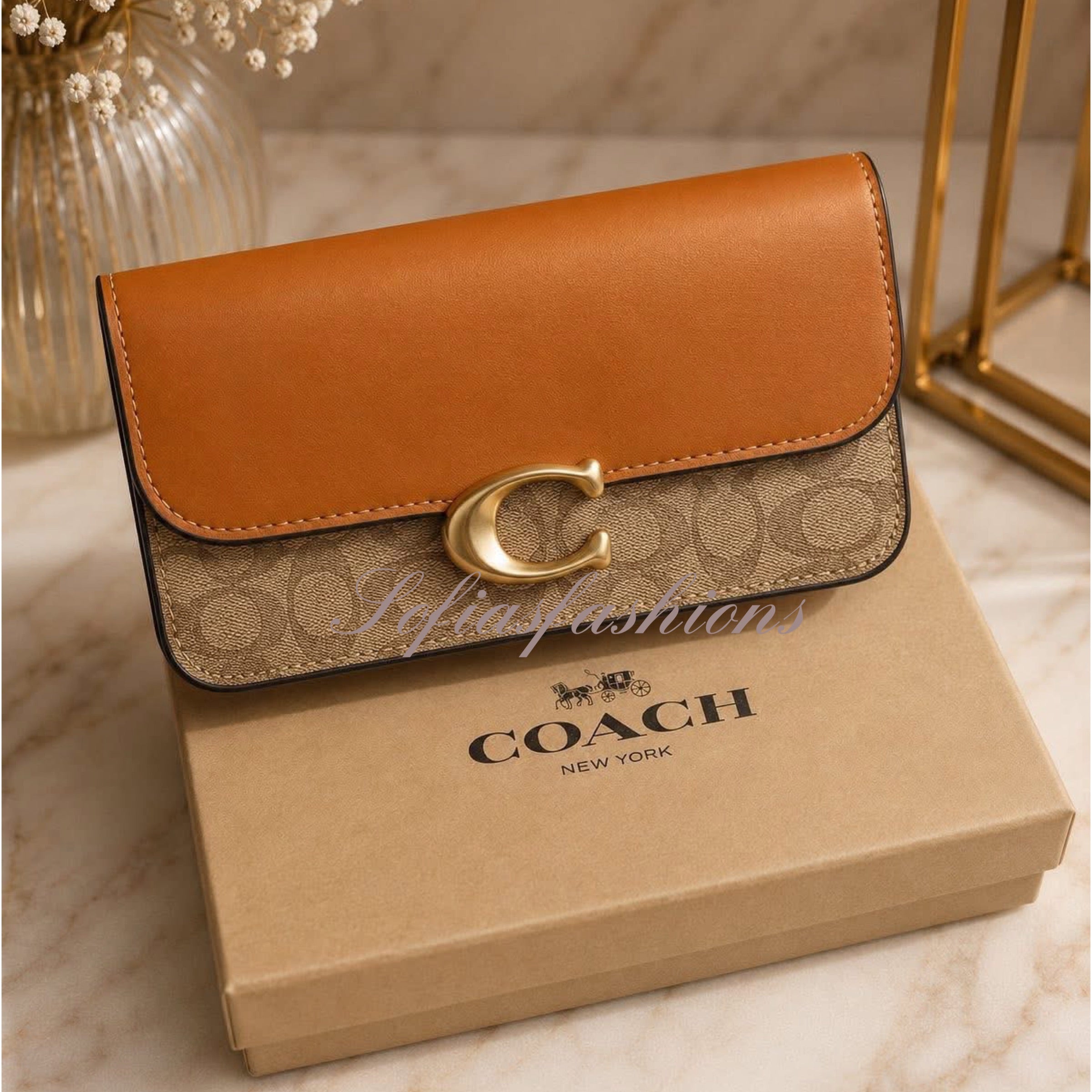Brown Purse with Gold Letter
