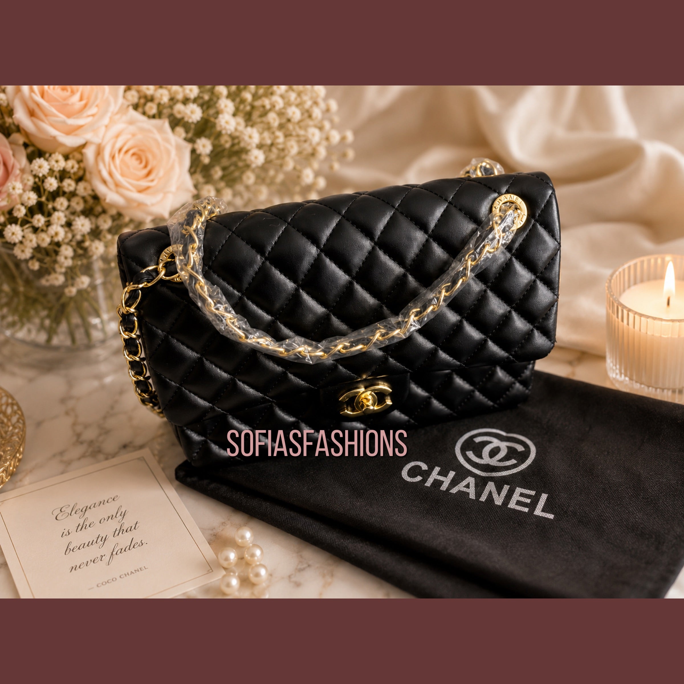 Black with Gold Strap Purse